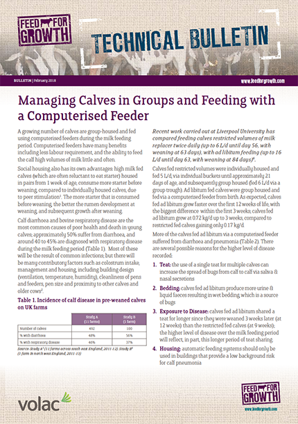 Technical Bulletin - Managing calves in groups and feeding with a computerised feeder